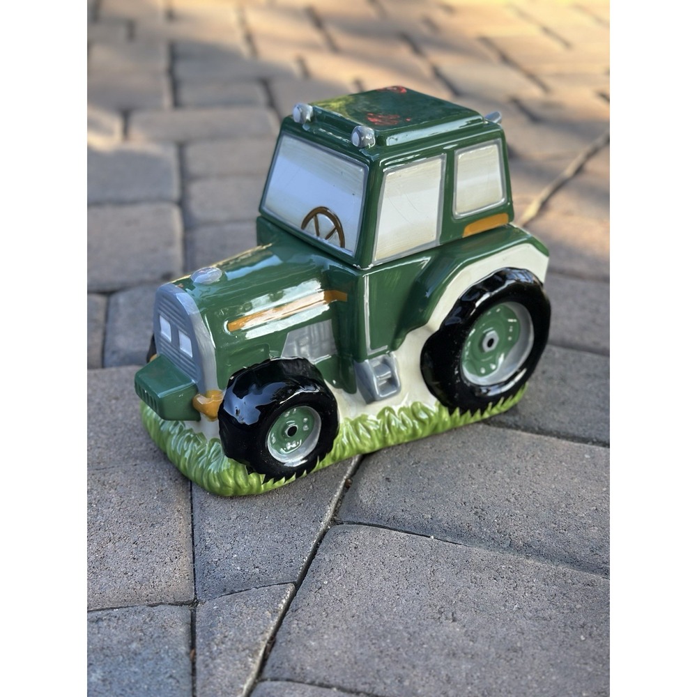 Vintage Large Green Tractor Cookie Jar, style of a John Deere